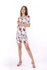 5092D Flower Printed Square Neck Shift Dress