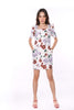 5092D Flower Printed Square Neck Shift Dress