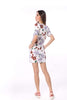 5092D Flower Printed Square Neck Shift Dress