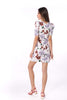 5092D Flower Printed Square Neck Shift Dress