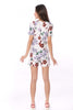 5093B Flower Printed Top Round Neck Slit At Bottom