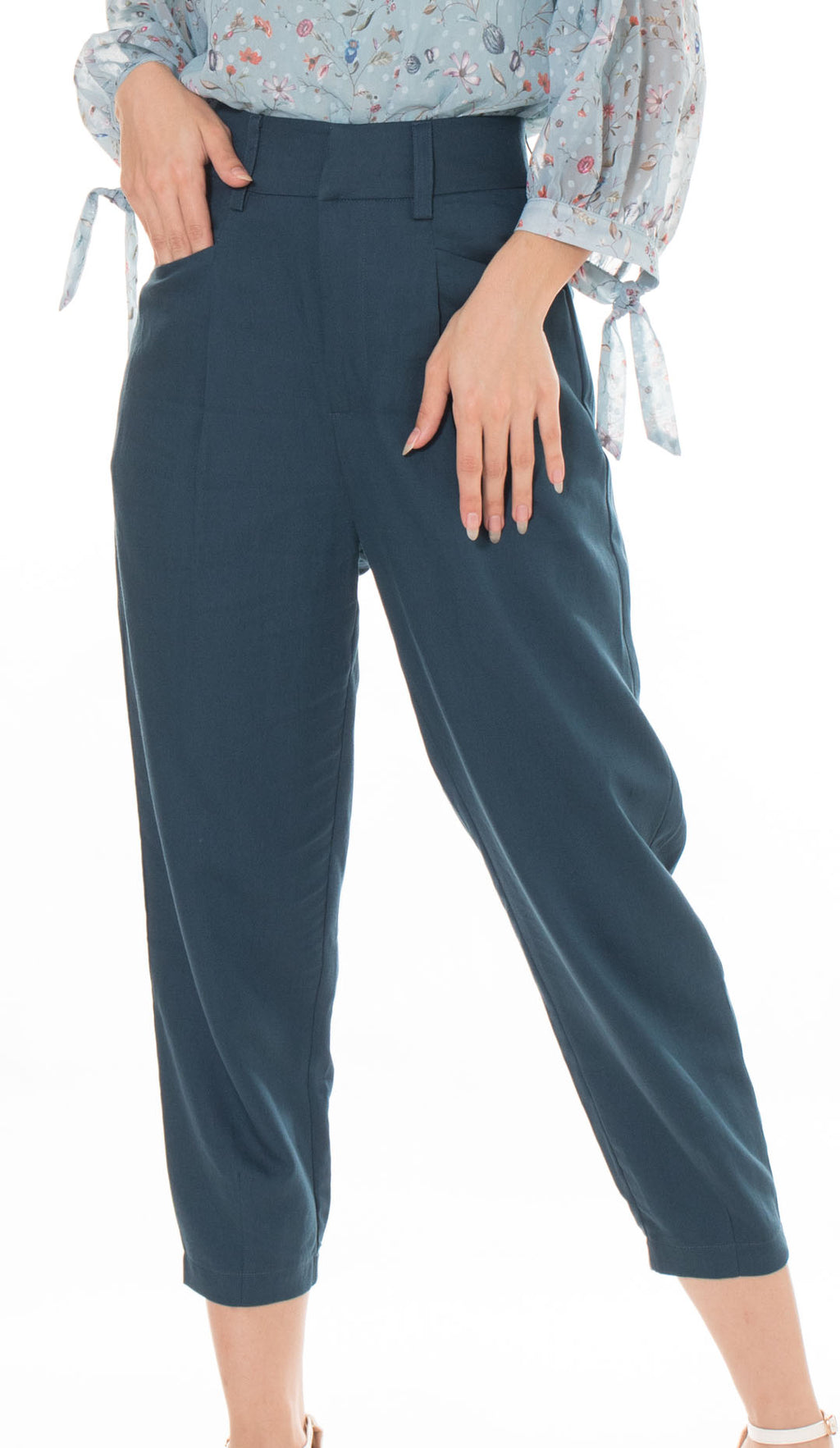 5176P High Waist Pants Semi Pleated Tapered Shape With 2 Side Pocket