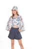 5132P Semi Pleated  Short Denim Blend Double Hem With 2 Side Pocket And Back