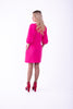 5300D-Pink dress round neck, long sleeves, polyester and spandex