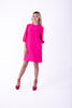 5300D-Pink dress round neck, long sleeves, polyester and spandex