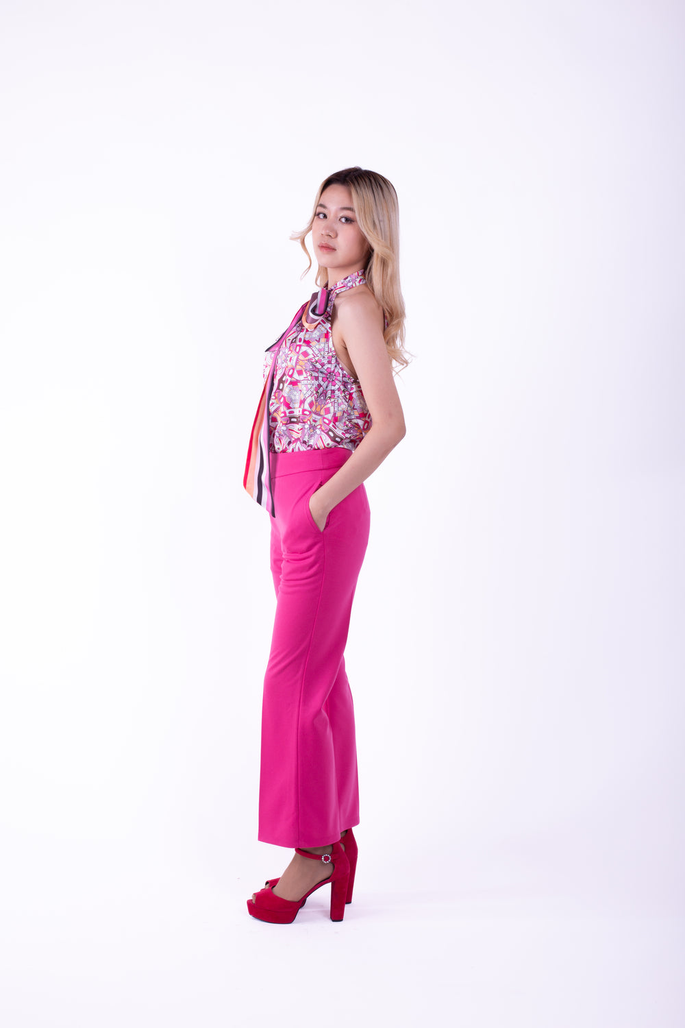 5348P-Pink pants with long legs