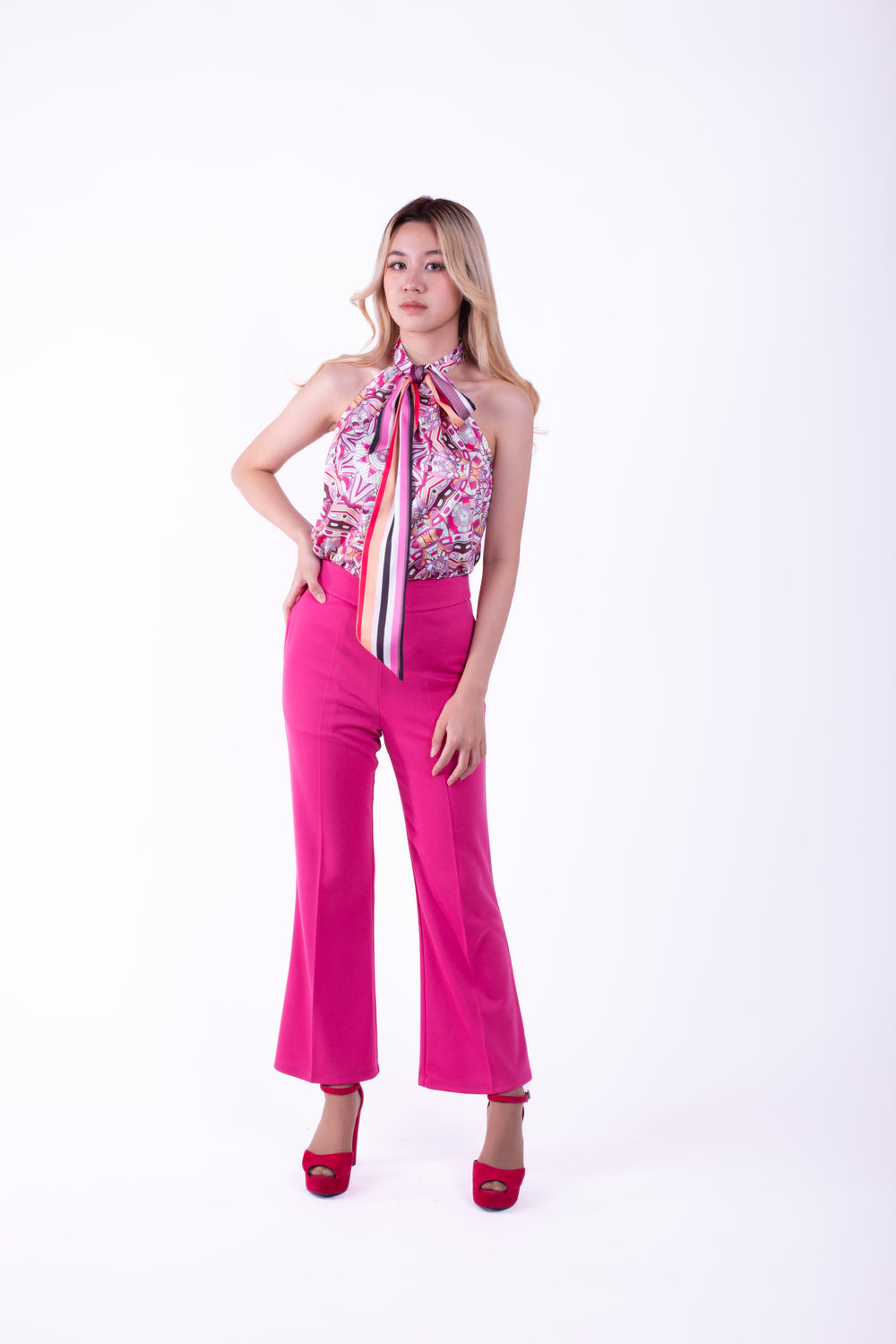 5348P-Pink pants with long legs