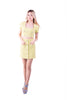 5358K-Yellow miniskirt,cut-out waist, front pockets and buttons.