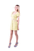 5358K-Yellow miniskirt,cut-out waist, front pockets and buttons.