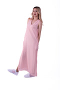 5380D-V-neck sleeveless dress in orange