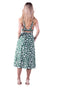 5390K-long green printed skirt buttoned front, elasticated waist bow tie on the back.