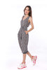 6010P Jump Midi Leg V-Neck Loose Jump Suit With Belt Self