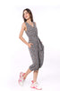 6010P Jump Midi Leg V-Neck Loose Jump Suit With Belt Self