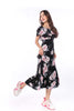 6016D Double Ruffled Pink Rose Maxi Dress