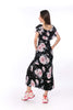 6016D Double Ruffled Pink Rose Maxi Dress