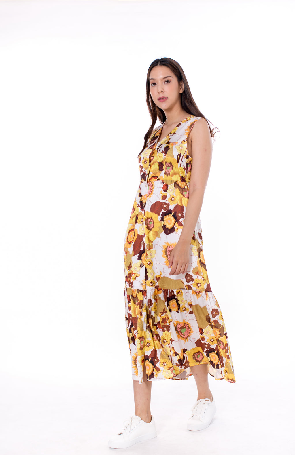 6032D V-Neck dress Button-down  In Satin