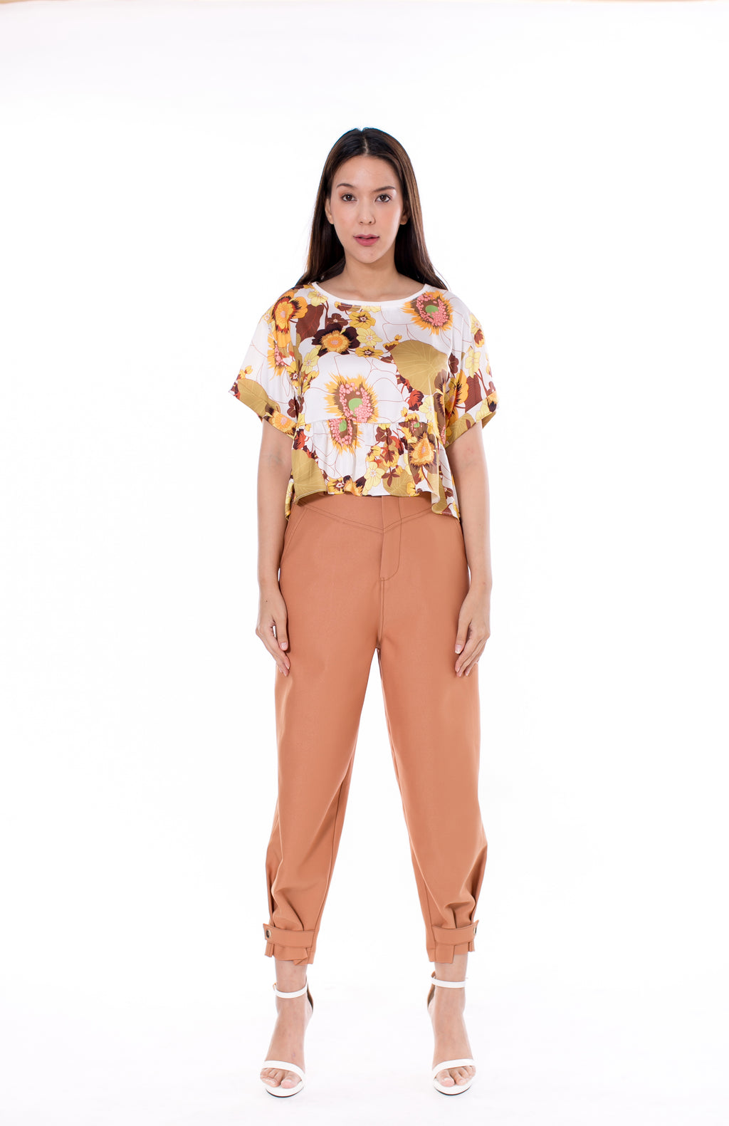 6033B Round Neck Rib Loose Blouse