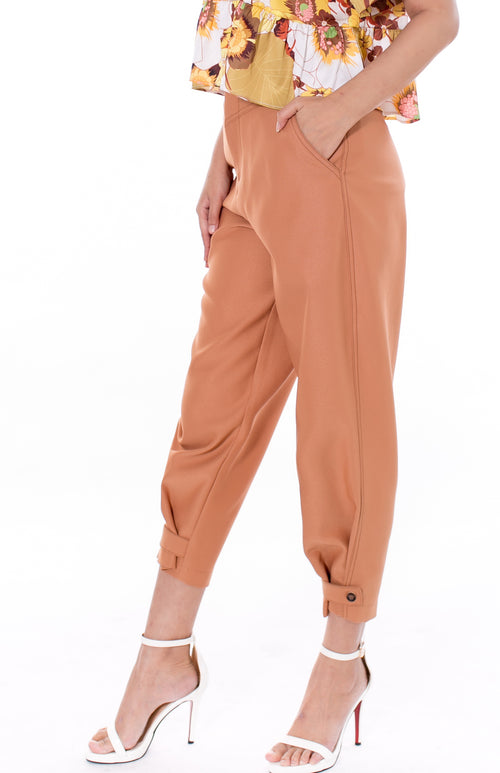 6046P High Waist  Belt Ankle trap Pants