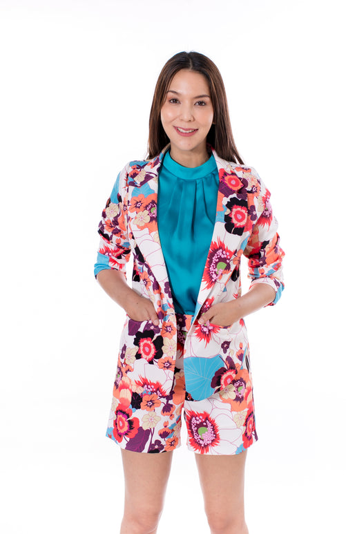 6053J Crop Suit Long Sleeve In Mixx's Flower print