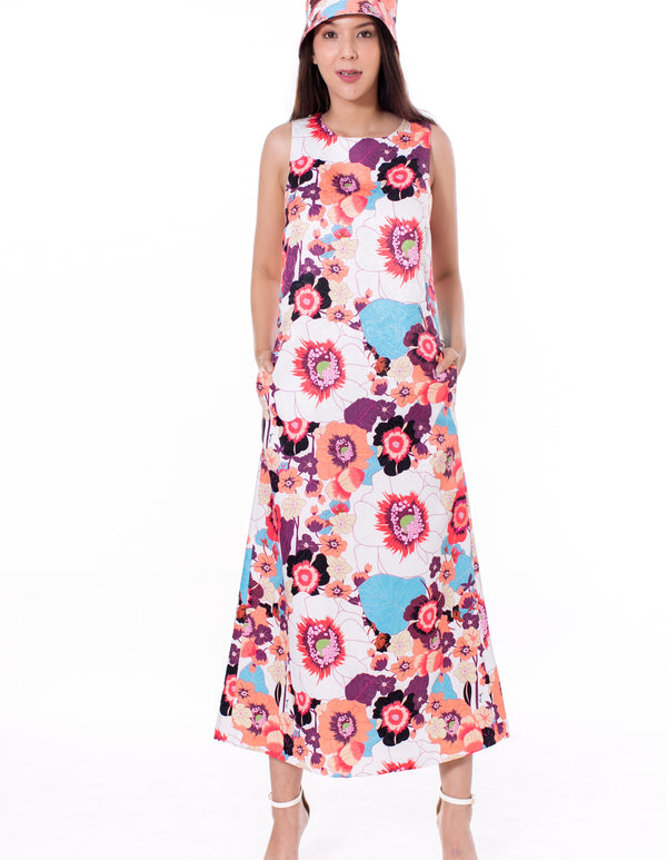 6056D  Maxi Dress Mixx's exclusive Print on Jacquard