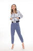 6063P  High Waist Button Belt Ankle trap Pants