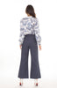 5226B Ruffed Collar Long Sleeve Indigo Rose Mixx Printed In Soft Satin Blouse