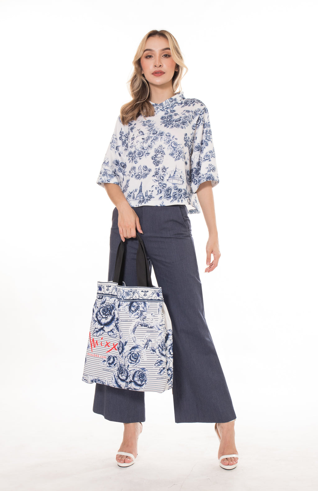 5228A Indigo Rose And Mixx Logo Shopping Bag