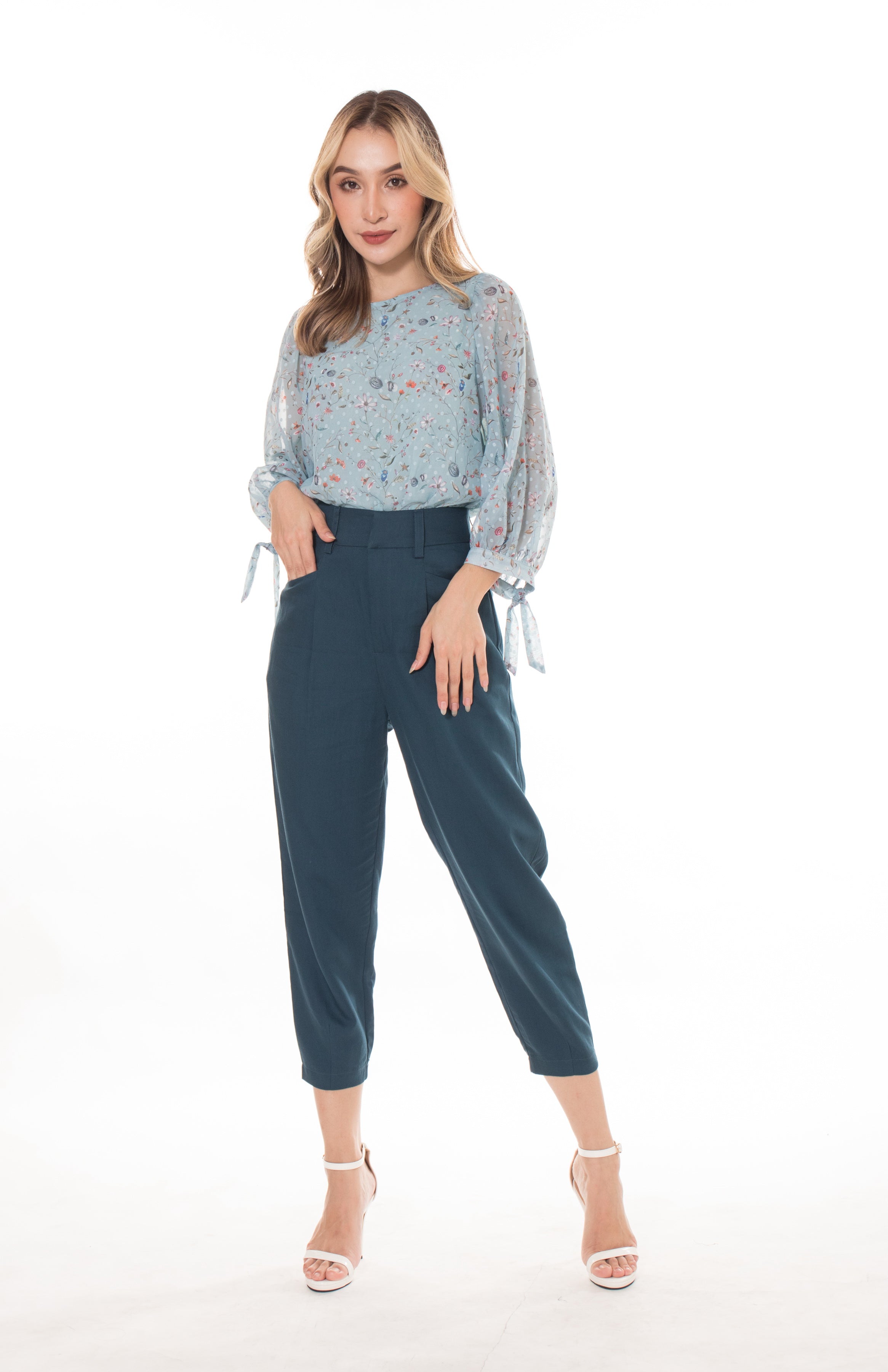 5176P High Waist Pants Semi Pleated Tapered Shape With 2 Side Pocket