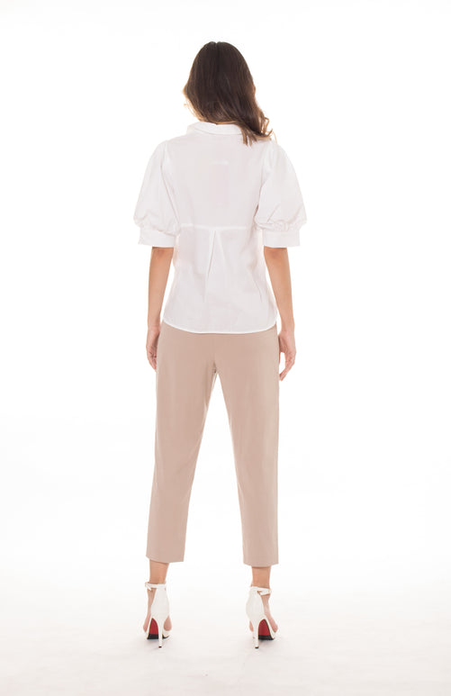 5118B Chic Shirt  Asymmetric Style Puffed  Short Sleeves