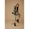 4436J  Black And Khaki Sartorial Checks Hoodie JacketCut and Saw Black Neoprene Panel Full Lining